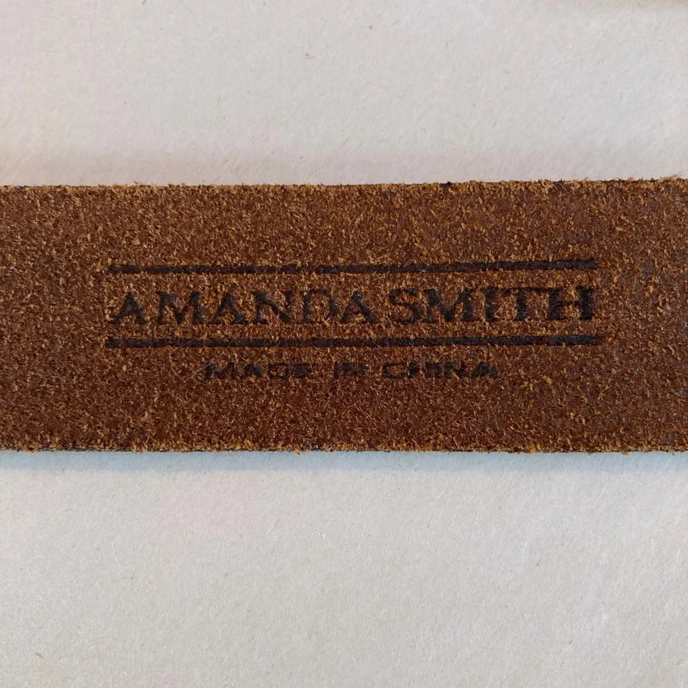 Amanda Smith Brown Genuine Leather Belt Braided Woven Silver Tone Buckle‎ Size L